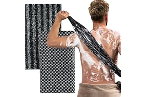 KEYRI 2 Stücke Peelinghandschuh Dauerhaft Peeling-Duschtuch für Tiefenreinigung & Körperpeeling Extra-Lange Peeling Waschlappen für Bad Sauna Peeling-Rückenschrubber für Frauen und Männer (Schwarz)