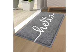 ‎HOMAXY Homaxy Hello Fußmatte außen und innen, rutschfeste Schmutzfangmatte Türmatte, waschbar Fussmatte aussen für Haustür, Eingangsbereich, Garten (40 x 60 cm, Grau)