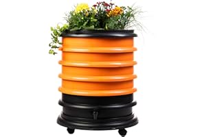 WORMbox | Vermicompostador Compostera 4 bandejas Naranja + Jardinera | 64 litros | Composta residuos orgánicos, lombrices producen Humus de Lombriz