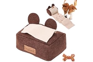 Sugeru®Giochi per Cani a forma di Scatola di Fazzoletti,Giochi Interattivi per Cani,Gioco Sfera Puzzle Cani,Tappeto Olfattivo Nascondi Cibo Cane,Tappeto intelligenza,Lavabile,Interattivi (Marrone)