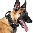OneTigris Tactical Dog Collars with Handle,Military Dog Collar for Large Dog,Adjustable Nylon Collar German shepherd Collar with Heavy Duty Metal Buckle for Dog Training and Walking (L, Black)