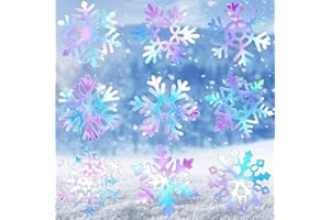 Dianelhall 45 Pcs Snowflake Cutouts Winter Bulletin Board Decorations Wonderland Paper Cutouts Christmas Wall Decals with Glue Points for Classroom Home Holiday Winter Party Supplies