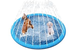 YAUNGEL Dog Pool, 61in/155cm Anti-Slip Splash Sprinkler Pad for Large Dogs, Thickened Durable and Foldable Outdoor Water Toys for Pets BPA Free
