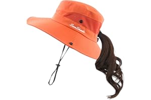 Muryobao Chapeau de Poney pour Femme Protection UV d'été Pliable Large Bord Boonie Chapeaux pour la Plage, Le Safari, la pêche
