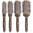 Kobe Professional Heat-Retaining Ceramic & Ionic Round Hair Brush for Blow Drying with Nanotechnology -Barrel Brush Set of 4 -Blow Dry Hair Brush,Curling Brush for Styling, Straightening & Detangling