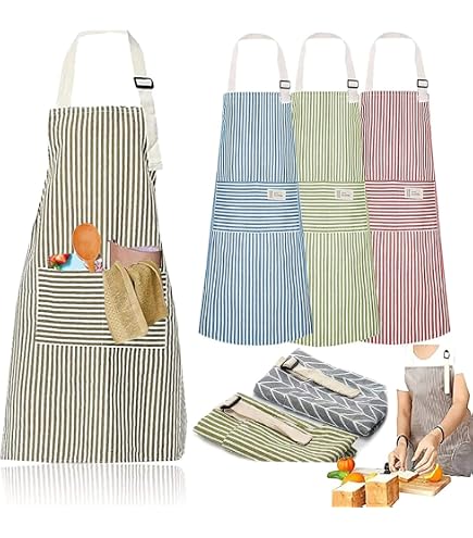Tabliers De Cuisine Réglables – Lot De 2 – Coton Et Lin, Poches Pratiques – Pour Cuisine, Barbecue, Service