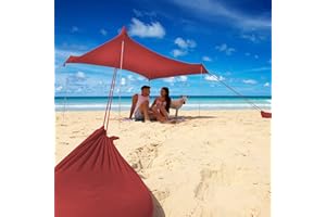 Otentik Nano Plus Sunshade for Beach or Outdoors - Sun Canopy - Beach Shelter - Sail Canopy - Sun Awning With 4 Poles (Royal Blue)… (Red Bordeaux)