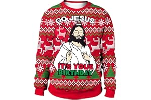 a-r Sweter bożonarodzeniowy, unisex, nieblaknący, z nadrukiem bożonarodzeniowym z klasycznymi wzorami świątecznymi