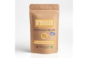 STRENGTH & SPICES100% NATURAL VEGAN FOOD SUPPLEMENTS Strength & Spices Psoriasis Relief Skin Care Supplements, Immune System Booster with 31 Powerful Ingredients and Amino Acids, Soothes Red, Flaky Skin, 1000 mg, 60 Vegan Capsules, Refill