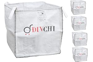 DIVCHI Lot de 5 sacs de construction FIBC en vrac pour déchets de jardin en matériau tissé industriel très résistant 1 tonne avec poignée
