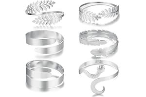 Roheafer 6Pcs Upper Arm Cuff Gold/Silver for Women Adjustable Arm Bangle Bracelets Set Greek Arm Bands Jewellery for Minimalist
