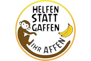 PrintAttack P020 | 2er Set - HELFEN STATT GAFFEN - Ihr AFFEN Aufkleber 10 cm x 10 cm | Fun Aufkleber | Fun Sticker | Aufkleber | Stickerbomb | Helfen statt gaffen | Rettungsgasse