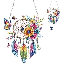 NEWENMO Jolie Fées Diamond Painting Pendentif Kit,DIY Belles Fleurs Diamant Peinture Pendentif,Pendant Broderie Diamant Kit avec Chaîne,Hanging Diamond Painting,pour Décoration Porte et Fenêtre