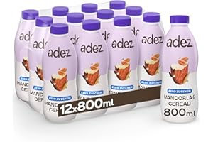 AdeZ Mandorla e Cereali – 12 Bottiglie da 800ml, Bevanda Vegetale con Mandorla e Cereali, Contiene Naturalmente Zuccheri, Con Calcio, Vitamina D e B12