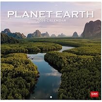 Calendrier Mural 2026 Legami Planet Earth - 12 Mois, 6 Langues, Signes Zodiaque, 16 X 49 Cm