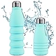 Perfekto24 Collapsible Water Bottle - BPA-free, non-toxic, temperature-resistant - foldable water bottle for festival - travel - Silicone Collapsible Water Bottle 550ml (turquoise)