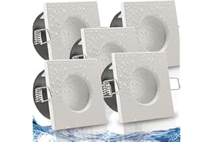 ‎TRENDLIGHTS24 trendlights24 Aqua Base Decken Einbaustrahler eckig IP65-5er Set ultra flach 50 mm LED Spots 5W 230V Neutralweiß - Weiß Bad Feuchtraum