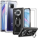 IMBZBK [4 Sets] 2pcs Case for Xiaomi Mi 10T Lite 5G + 2pcs Tempered Glass Screen Protector [Cover with Magnetic Ring Kickstan