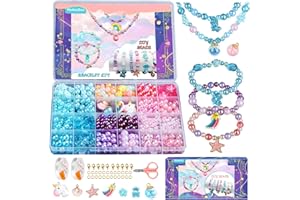 WuikerDuo Kinder DIY Perlen Kits, Schmuck Armband Halsketten String Making Kit, Armbänder Art Craft Kit für Mädchen Kinder