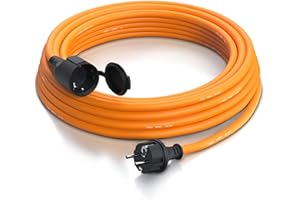 Brandson - Cable alargador Schuko 5m para Exteriores - MAX 3500 W - IP44 - Enchufe con Tapa Protectora - Cobre Revestimiento Flexible de Goma - Resistente a Lluvia Impactos, aceites, UV