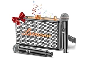 CARUDI Karaoke Machine for Adults,2 Wireless Microphones for Karaoke Speaker, Portable Microphone and Speaker Support Four-Channel Microphone Expansion for Home Party,Picnic,Car,Indoor/Vintage Gifts