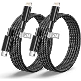 USB C to Lightning Cable 2M 2Pack [Apple MFi Certification], iPhone Cable USB C Charger Cable iPhone Fast Charging Cabl Light
