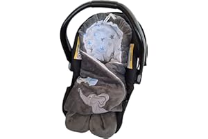 ‎IZABELL Izabell Baby Winter-Einschlagdecke, Universal für Babyschale, Autositz, z.B. für Maxi-Cosi, Römer, für Kinderwagen, Buggy oder Babybett, Winter Babydecke, für Babys 0-12 Monate (Elefant)