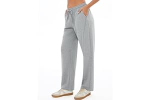 Terecey Pantalón Chándal Mujer Largos Algodón con Cordón Ajustable y Bolsillos Pantalón Jogger Cintura Alta para Deporte Running Yoga y Casa