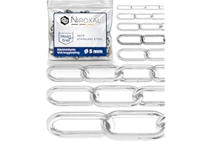 200-cm = 2-metri 5-mm di spessore catena in acciaio inox V4A a maglia lungo da NietFullThings in un unico pezzo catena di ancoraggio DIN 5685 DIN 763 2-m