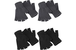 SATINIOR 4 pares de guantes de invierno de punto sin dedos. Guantes elásticos y calientes para hombres y mujeres - - M