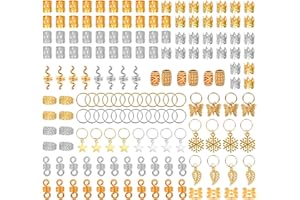 DINGBLUE 160 Pcs Hair Jewellery for Braids, Gold Braid Beads Gold Hair Cuffs Charms Rings for Girl Women Men Hair Braids Decoration Party Music Festival
