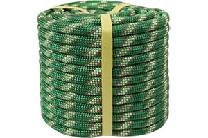 CRAYZA Double Braided Polyester Rope (1/2 in x 50 ft) Strong Arborist Rigging Rope 48 Strands for Swing Tree Work Pulling Sailing, Green