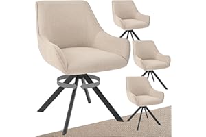 ‎GOEURVANT Goeurvant Esszimmerstühle Drehbar 4er Set mit Armlehne – 360°Drehbar Polsterstuhl Leinen Modern Drehstuhl Küchenstuhl mit Metallgestell und Rückenlehne für Esszimmer, Wohnzimmer, Büro, Beige