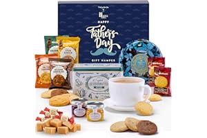 Hattie's Gifts Fathers Day Hamper & Gourmet Gifts, Mens Gift Set, Afternoon Tea Hamper Dad Presents with Clotted Cream Fudge, Mini Jams, and Shortbread Biscuits in a Presentation Box