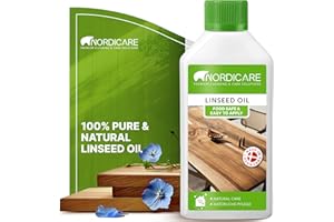 Nordicare Linseed Oil - Pure & Natural for Wood Furniture and Indoor Areas, Food-Safe, Enhances Original Structure - Made in Denmark (500ml)