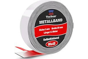 Thaibear Bande métallique autocollante idéale pour aimants, figurines et étagères T-onies® (35 mm x 1,2 m, blanc) Barre magnétique autocollante et découpable pour aimants, bande ferro, bande de fer