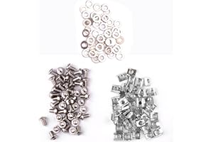 Euroharry Set di dadi a T M5 (150 pezzi), 50 dadi a T (M5 x 10 x 6) + 50 viti a esagono incassato (M5 x 8) con 50 rondelle M5 T per profilo in alluminio 2020 2040