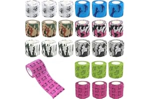 BIPY 24pcs Roll Vet Wrap Bandages for Dogs Mixed Color 5cm*4.5m Dog Paw Bandage Non-Woven for Pet Animals Ankle Sprains & Swelling Dog Bandages for Paws Self Adhesive Flex Leg Wrap