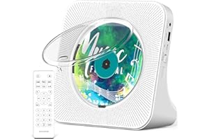 Greadio CD-Player Tragbar mit Bluetooth 5.0,CD-Musik-mit Fernbedienung,HiFi-Sound-Lautsprecher,Staubschutz,LED-Bildschirm,FM-Radio,unterstützt AUX/USB,Kopfhörerbuchse für Geschenk,Zuhause