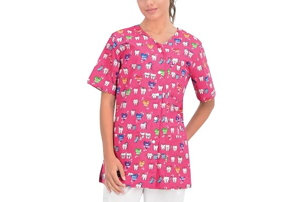 B-well Carina Blouse Medicale Femme Motif Boutons 3 Poches Manches Courtes - Femme