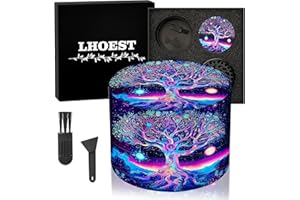 LHOEST Large Grinder 63MM Crusher 40 Grinding Teeth Metal Grinder Tree Design Cool 4 Layers Grinders Metal Crusher for Spice Mill with Scraper Plastic Brush