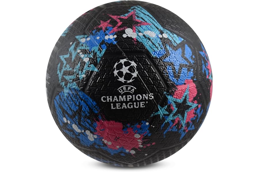 Hy-Pro Officially Licensed UEFA Champions League Rubber Street Football – Size 5 Ball with Durable Construction for Outdoor Play on Hard Surfaces, Textured Grip & Control - For Recreational Play
