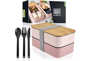 Moritz & Moritz Bento Box Rosa - Lunch Box da Porta Pranzo perfetta per Adulti e Bambini - Portapranzo con Posate - Lunchbox con Scomparti ideale per il Lavoro, la Scuola e in Viaggio
