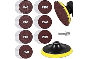 Unaibber Schleifpapier 125mm Klett Kit, Schleifteller mit Klett,70 Stück Schleifpapier mit M14 Gewinde Spanndorn und Stützteller für Winkelschleifer,10 x P40/60/80/120/180/240/320