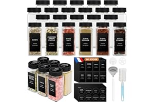 Mozvvco Bocaux à Épices, 24 Pièces Pot à Épices en Verre avec Étiquettes d'épices Françaises, 120ml Boite à Épices Cuisine Rangement - Bocal Epices avec Tamis, 243 Étiquettes, Entonnoir