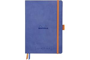 RHODIA 117577C - Carnet Souple Goalbook Saphir - A5 14,8 x 21 cm - Pointillés Dot - 240 pages - Papier Clairefontaine Blanc 90 g/m² - 2 Rubans, Fermeture Élastique - Simili Cuir