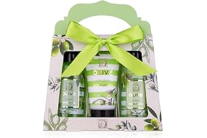‎ACCENTRA Accentra – Duschset Frauen Geschenkset OLIVE in schöner Geschenkbox – 3-teiliges Pflegeset mit Duschgel, Bodylotion und Schaumbad – Wellness Geschenk Set zum Valentinstag, Muttertag & Weihnachten