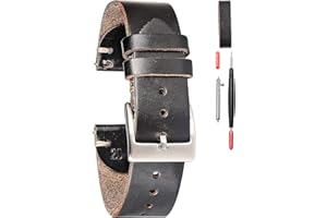 HEMSUT H Bracelets de Montre Homme en Cuir Horween à Dégagement Rapide - Bracelet de Remplacement Rétro en 18mm, 19mm, 20mm, 21mm, 22mm, 24mm de Largeur