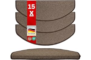 casa pura London Stair Mats and Stair Carpet for Indoor Use - Stairs in Set of 15 or Individually - Light Brown