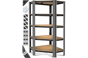 MASKO KESSER® Regał narożny, regał magazynowy do dużych obciążeń, regał do piwnicy, 180 x 75 x 40 cm, do 875 kg, 5 regulowanych półek, regał z płyty MDF z metalu, regał wtykowy, regał warsztatowy, piwnica, garaż